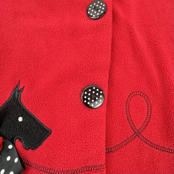 Allison Ann Red Coat 6X Girls Black Cuffs Scottie Dog Front Snap Vintage - Picture 7 of 9